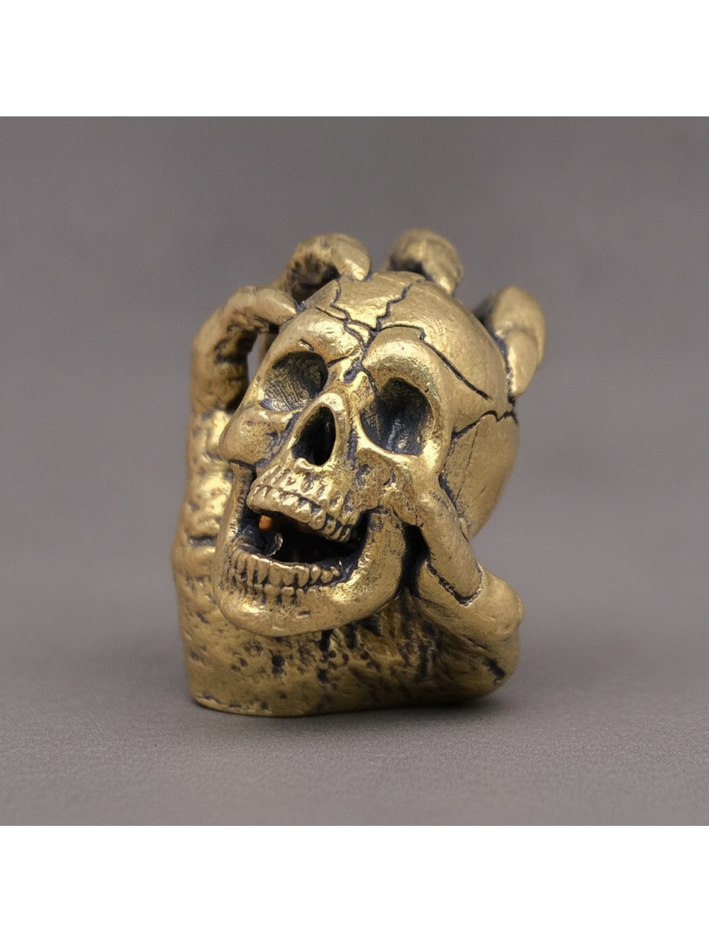 Skull In In The Demon Hand Brass Halloween Desktop Ornaments